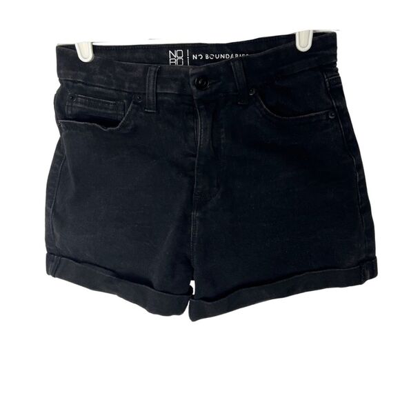 Bundle of 2 pairs of denim shorts dark wash black short high waisted cuffed - Picture 2 of 9